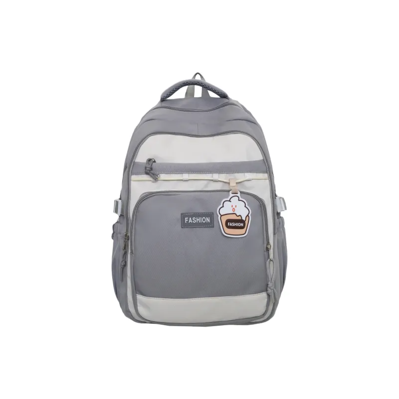 MOK Nylon Backpack Unisex Gray/Black/Green/Blue/Pink-0