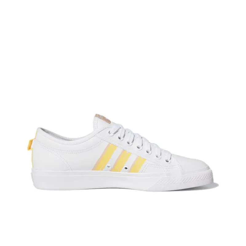 Adidas Originals NIZZA Anti Slip Wear Resistant Low Top Skateboard Shoes Men's White Yellow-1