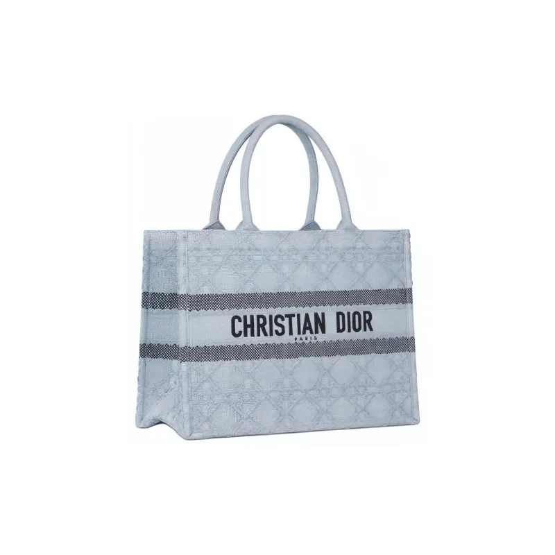 DIOR BookTote Raffia Grass Tote Bag, Shopping Bag, Handbag Medium Size Women's Sky Blue-1