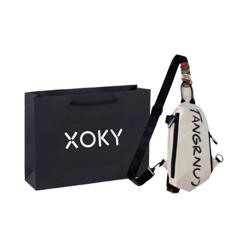 XOKY Nylon Crossbody Bag, Sling Bag Regular Unisex Black/White-4