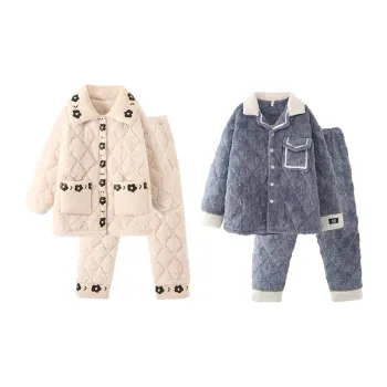 Chun Xi Pajama Set Unisex Print White Haze Blue