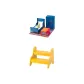 Multicolor Bedroom+Yellow Kids Footstool