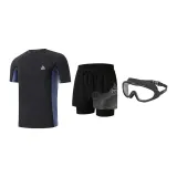 Black Silver Three-Piece Set (Swimsuit+Swimming Shorts+Swim Goggles)