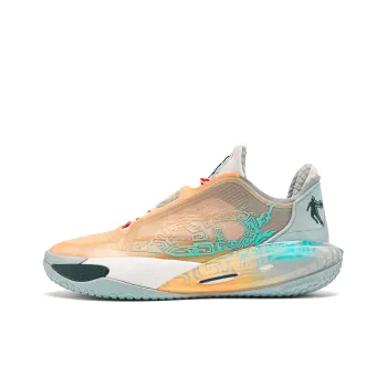 QIAODAN Sharp Edge RISE1.5 Basketball Shoes Men Low Top Shimmer Orange Mist Green