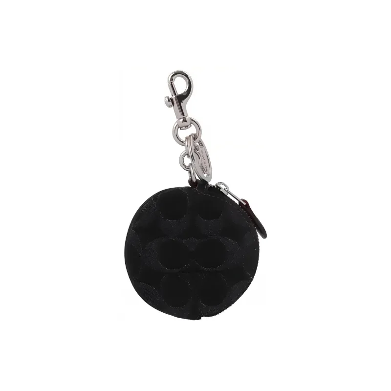 COACH Denim With Smooth Leather Coin Purse Mini Unisex Black-3
