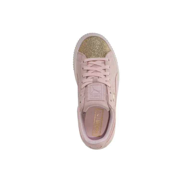 PUMA Suede Platform Glam Non-slip Lightweight Low-Top Skateboard Shoes Unisex Pink-2