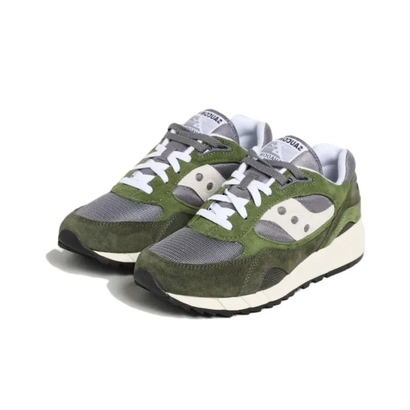 Saucony Shadow 6000 Anti Slip Wear Resistant Low Top Running Shoes Men's Green White-3