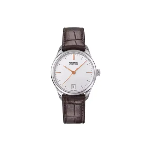 UNION GLASHUTTE SA Mechanical Movement Women's Watch 34mm White Dial Stainless Steel Watch Case Leather Watch Bands
