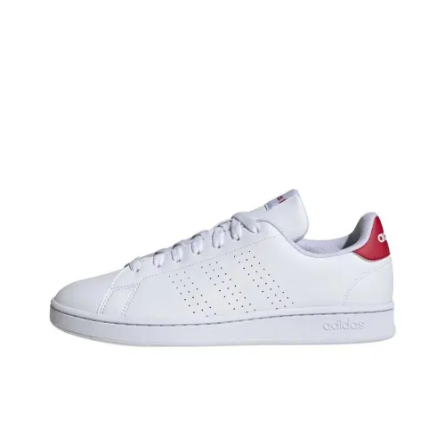 Adidas Sportswear Advantage Cushioning, Wear Resistant Low Top Skateboard Shoes Unisex White Red