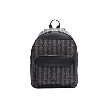 LACOSTE PVC Polyvinyl Chloride Backpack Men's Black Gray