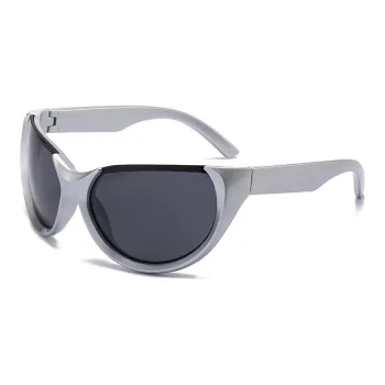 ALIEN BANG PC Irregular Shape Sunglasses Unisex Silver Black Gunmetal
