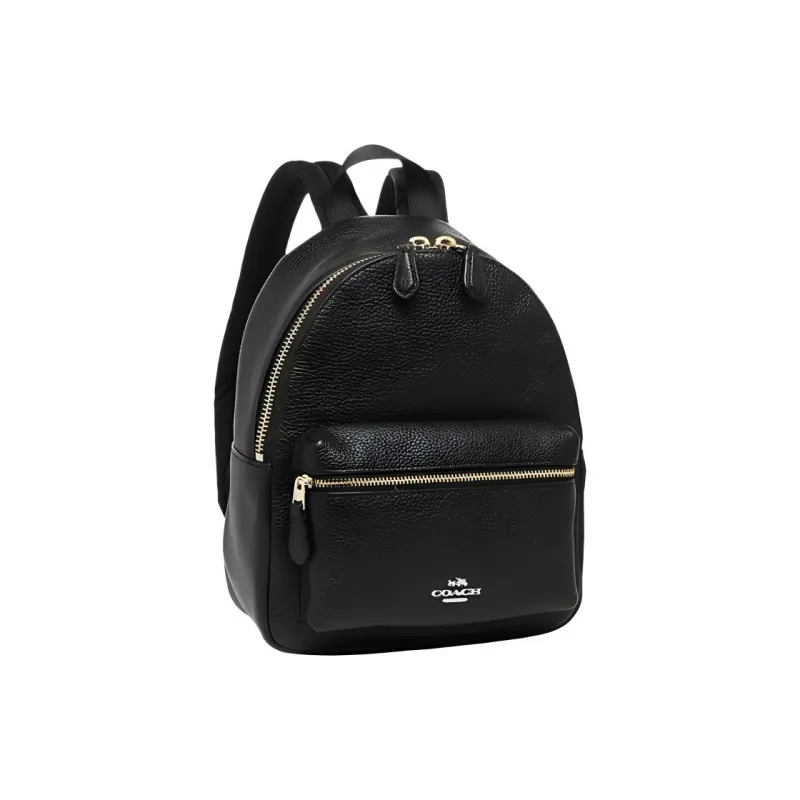 COACH Charlie Litchi Grain Leather Backpack Small Size Women's Black-1
