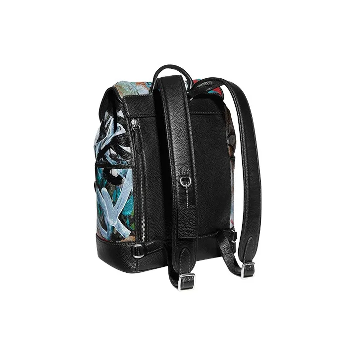 COACH MINT+SERF Collaboration Carriage Natural Pebbled Leather Backpack Large Size Men's Black-2