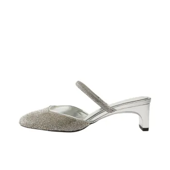 Schutz Closed Toe Slippers 5cm Women's Silver