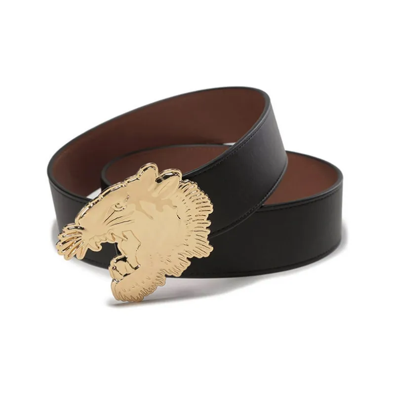 KENZO High Tech Material 3, Non Trimmable, Board Buckle Double Sided Cow Leather Belts Men's Black/Brown Width 4cm-3