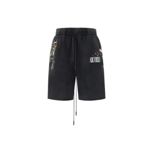 Askyurself Casual Shorts Unisex Washed Black