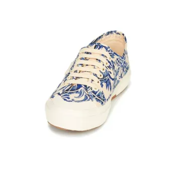 SUPERGA Slip Resistant Low Top Skateboard Shoes Women's Beige Blue
