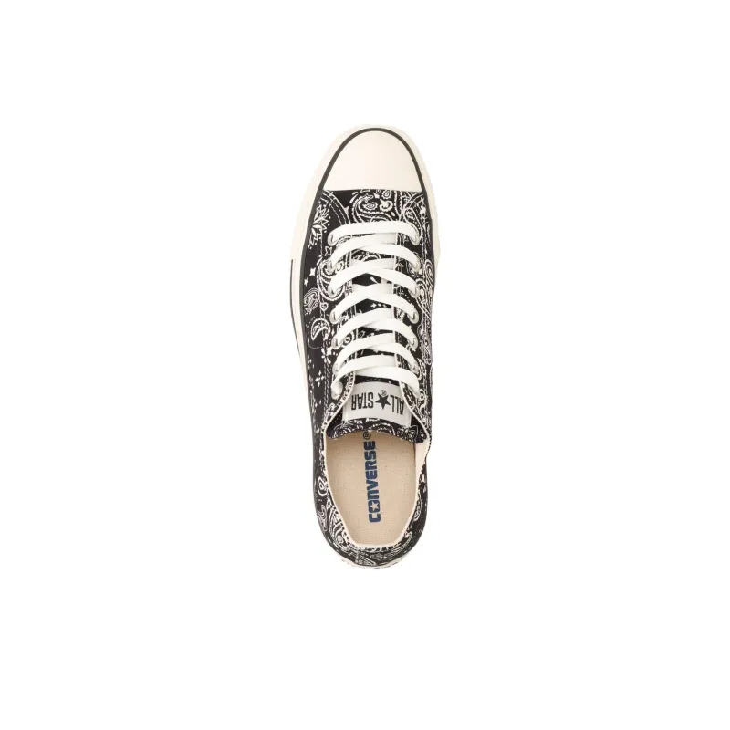 Converse All Star BANDANA OX Anti-Slip And Wear-Resistant Breathable Low-Top Canvas Shoes Unisex Black White-2