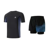 Black and Blue Two-Piece Set (Swimsuit+Swimming Shorts)