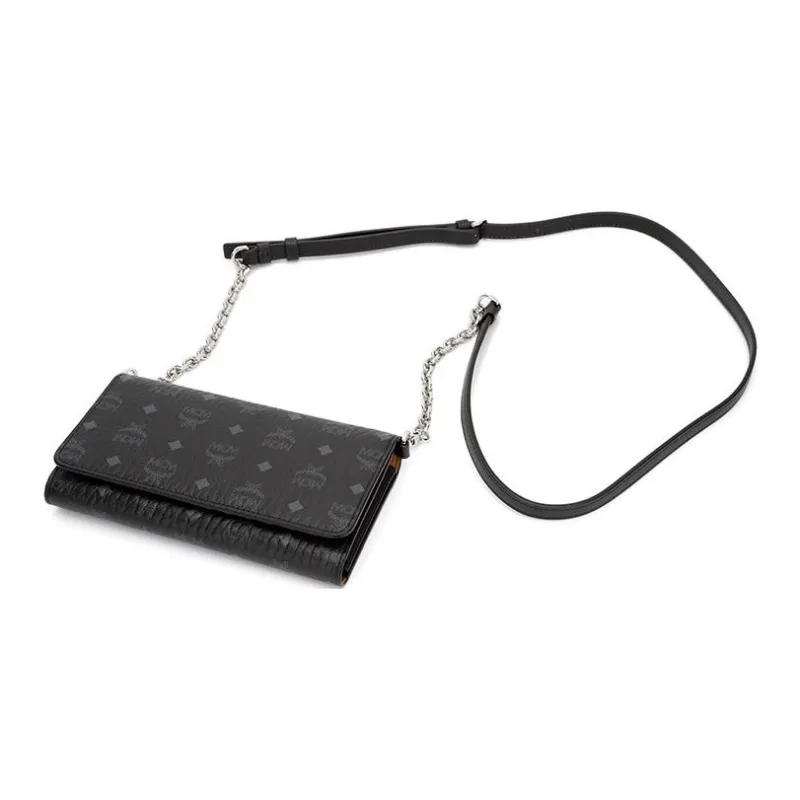 MCM Essential Visetos Origina Leather Cell Phone Pouch, Wallet, Crossbody Bag Unisex Black-4