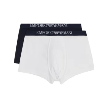 EMPORIO ARMANI Two pack Of Ribbed Cotton Boxer Briefs With Logo Band