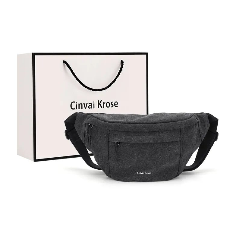 Simvay Clos Fabric Shoulder Bag Crossbody Bag Sling Bags Small Size Unisex Black/Ecru-0