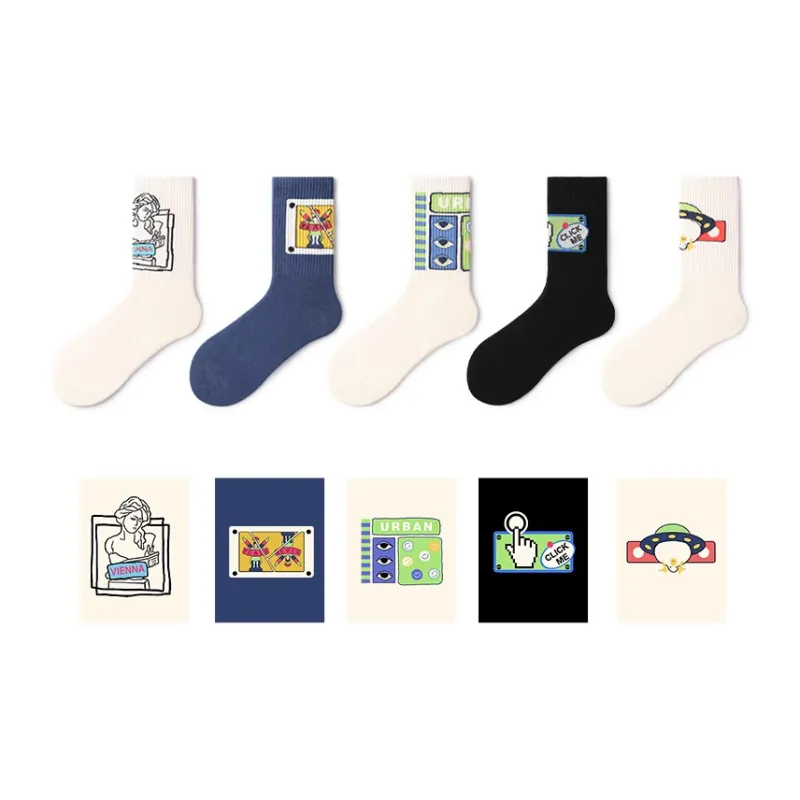 Primeet Mid Calf Socks Unisex 5 Pack-11