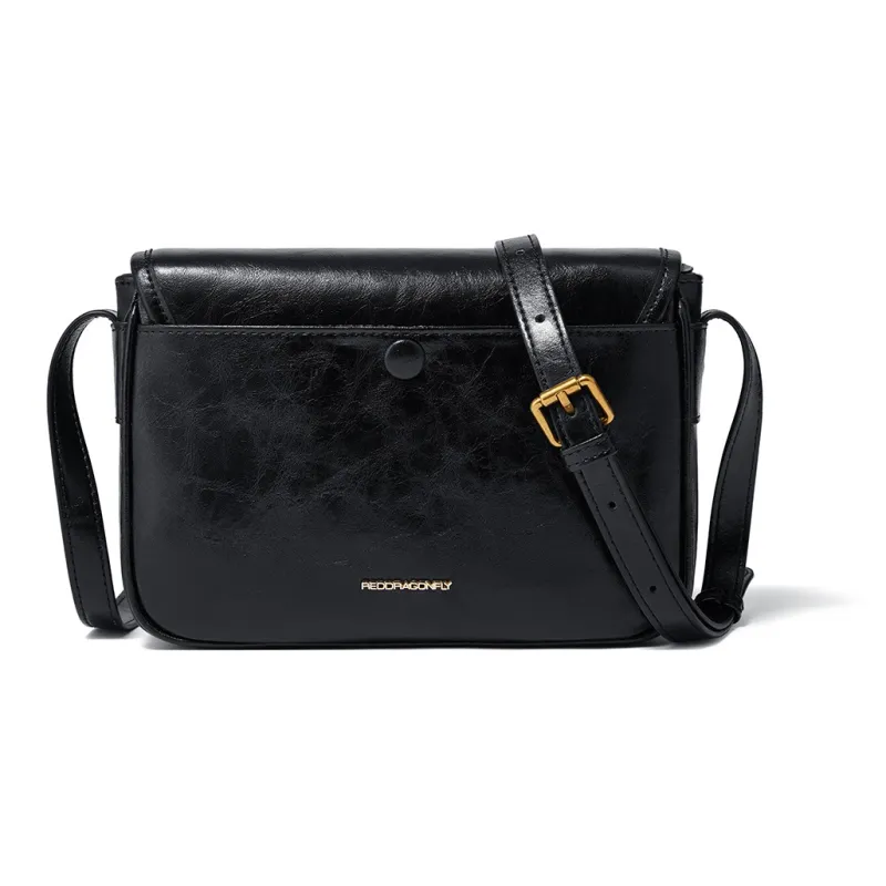 RED DRAGONFLY Split Cow Leather Shoulder Bag, Crossbody Bag Regular Women's Black-2