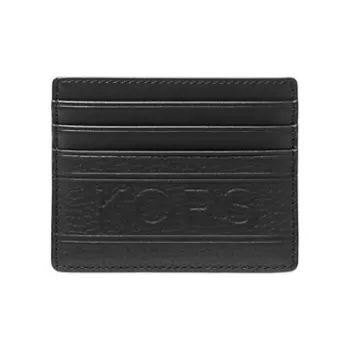 MICHAEL KORS Hudson Pebble Leather Card Holder Women's Black