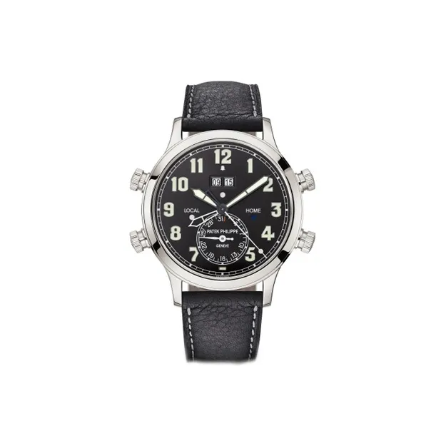 PATEK PHILIPPE Automatic Mechanical Movement Men's Watches Watch 42.2mm Black Dial Platinum Watch Case Cowhide Strap-0
