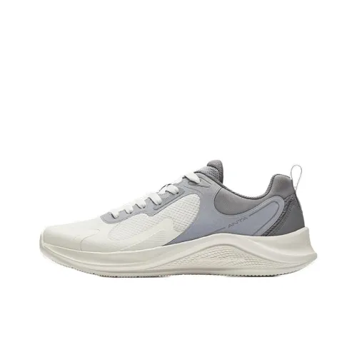 ANTA Running Collection Running Shoes Men Low-Top Ivory White/Mist Gray/Sandstorm Gray