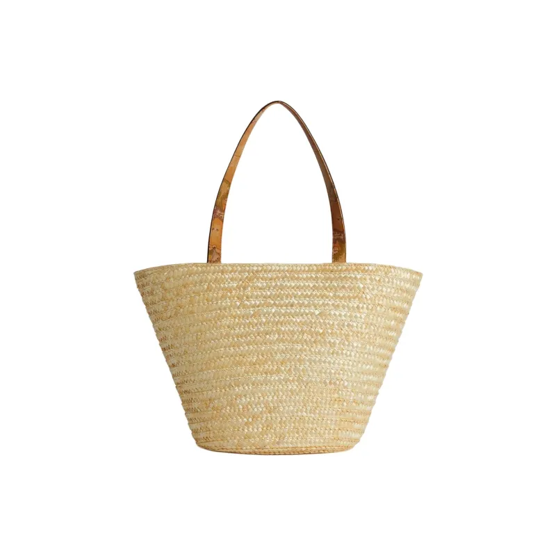 Alviero Martini Stacked Straw One Shoulder Handbags Medium Size Women's Beige-1
