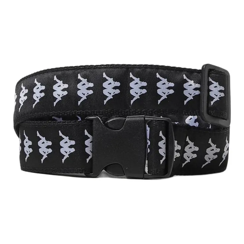 Kappa Logo Design, Interlocking Buckle Cotton Blend Belt Men's Black-0