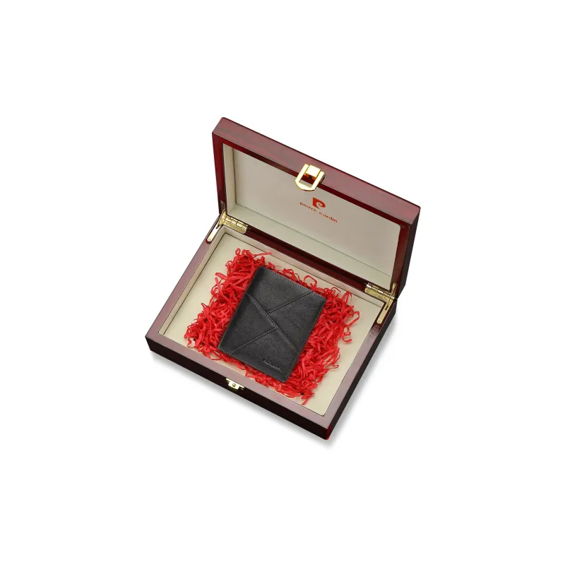 PIERRE CARDIN Top Grain Cow Leather Long Wallet Men's Black-3