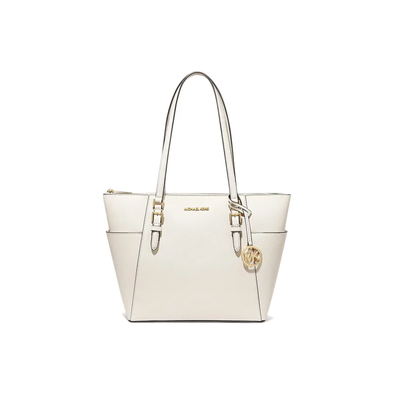 MICHAEL KORS Charlotte Leather Tote Bag Shoulder Bag Large Size Women's Milk White-0