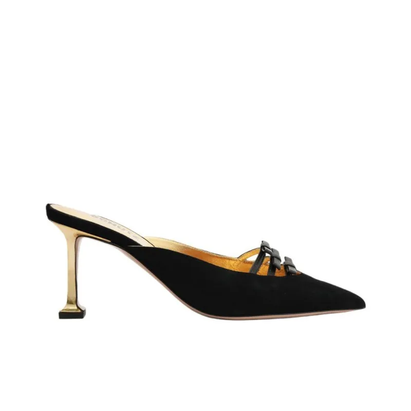 Schutz Slip-Resistant Closed Toe Slippers 8cm Women's Black-1