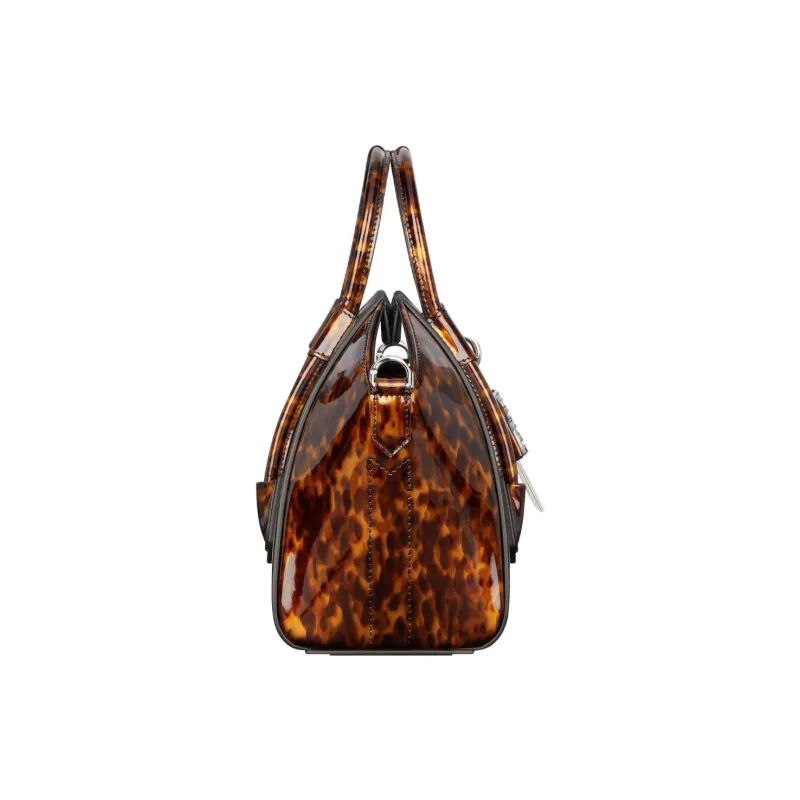 GIVENCHY Turtle Shell Pattern Patent Leather Shoulder Bag Crossbody Bag Handbag Mini Women's Black Umber-1