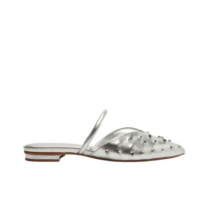 Schutz Wrap-toe Slippers Women's Silver-1