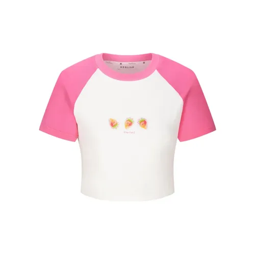 HERLIAN T-Shirts Women's White/Rose Red