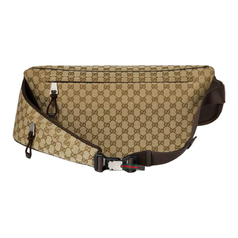 GUCCI Original GG Canvas Bag, Crossbody Fanny Pack Large Size Men's Brown-3
