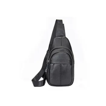 DOSRFINI Cow Leather Sling Bags Men's Black
