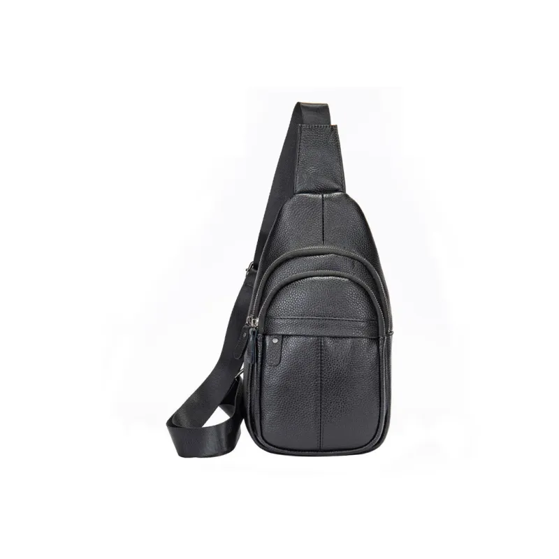DOSRFINI Cow Leather Sling Bags Men's Black-0