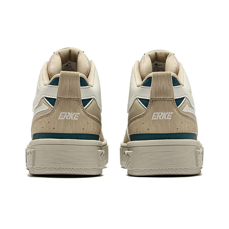 Erke Conquer 3 Anti-Slip Wear-Resistant Mid-Top Skateboard Shoes Men's Light Linen Sage Gray-4