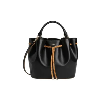 Alviero Martini Leather With Sheepskin Bucket Bag, Crossbody Bag, Handbag Women's Black
