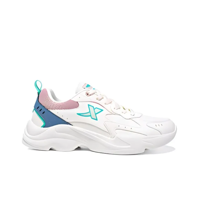 XTEP Slip Resistant Water Resistant Low Top Casual Shoes Women's White Green-1