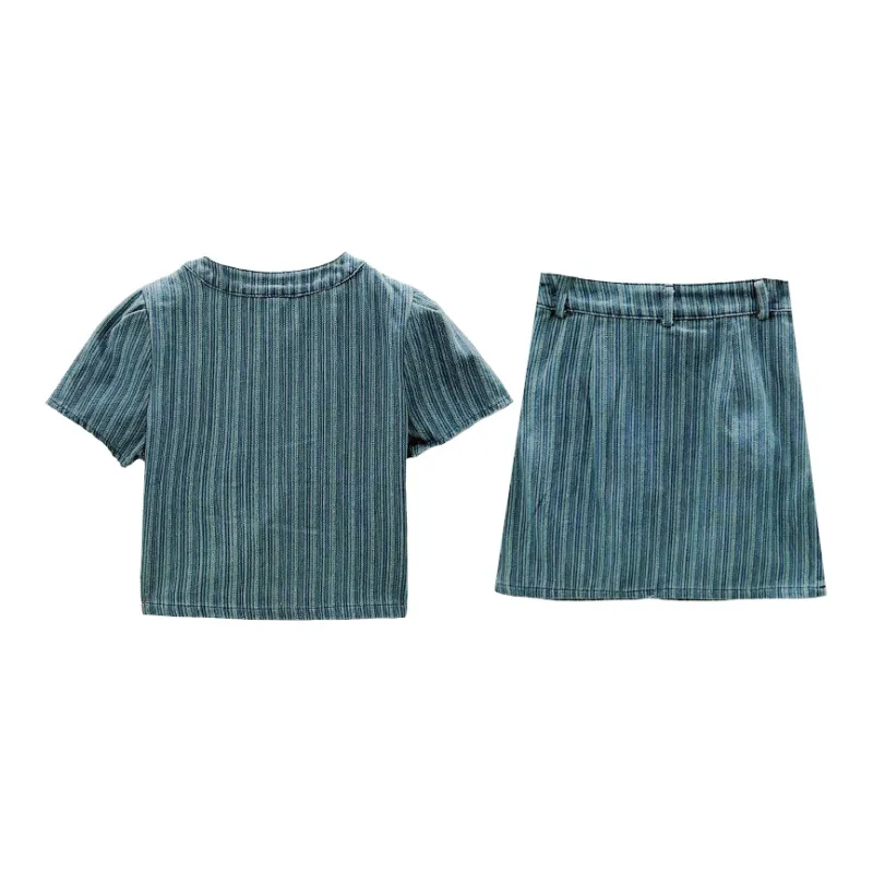 OZVO Skirt Set Women's Light Blue-1