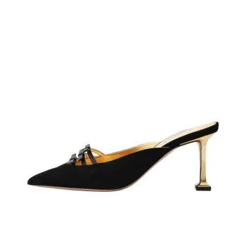 Schutz Slip-Resistant Closed Toe Slippers 8cm Women's Black