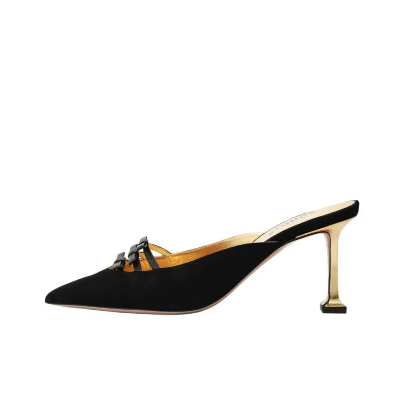 Schutz Slip-Resistant Closed Toe Slippers 8cm Women's Black-0