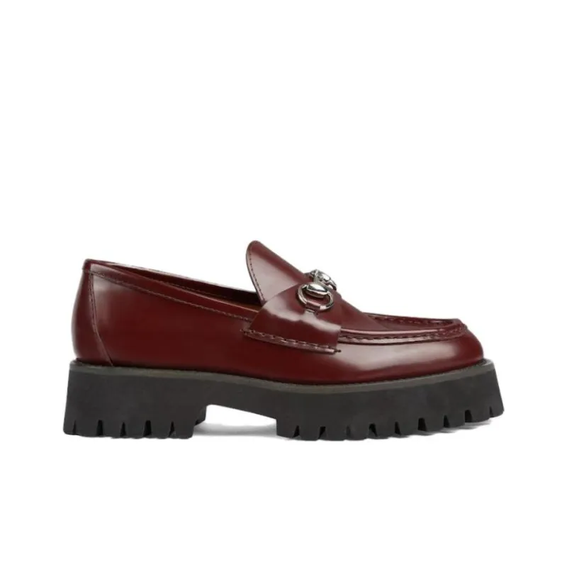 GUCCI Horsebit Loafers Women's Burgundy-1