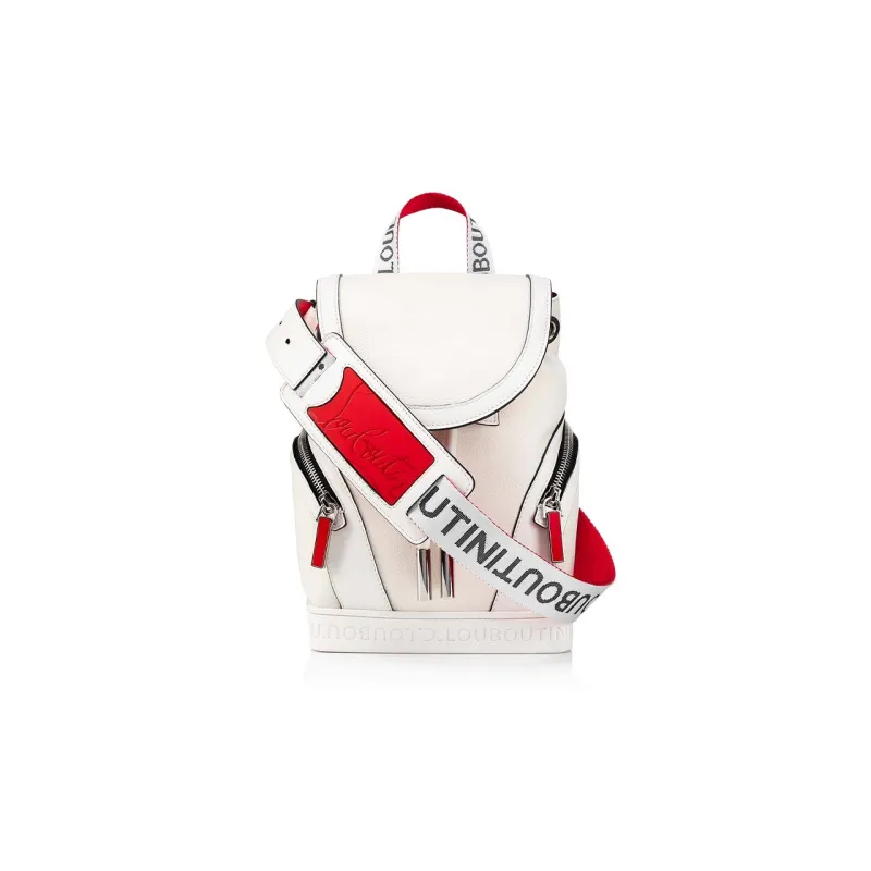 CL LUBOTING Leather Backpack Small Size Men's White-0